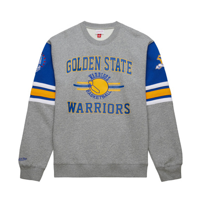 Bluza Mitchell & Ness NBA Allover Crew 4.0 Vintage Logo Golred State Warriors grey heather