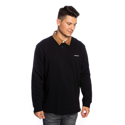 Longsleeve Carhartt WIP L/S Cord Rugby Polo black/hamilton brown/white