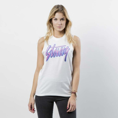 Koszulka damska Stussy Tank Top Shadow Script Raw Muscle Tee WMNS white