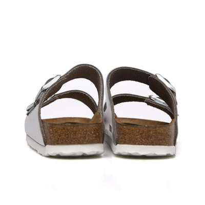 Klapki damskie Birkenstock Arizona BS Narrow Fit srebrne (1005961)
