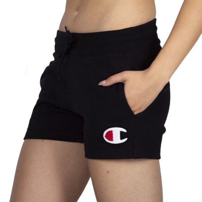 Champion C Logo Patch High Waist Cotton Terry Shorts black