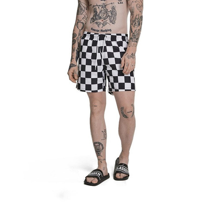 Szorty Urban Classics Check Swim Shorts black / white