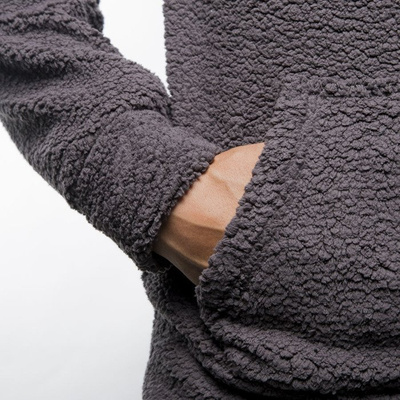 Urban Classics bluza Sherpa High Neck Hoody dark grey (TB1401)