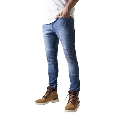 Urban Classics spodnie Slim Fit Biker Jeans blue washed TB1436