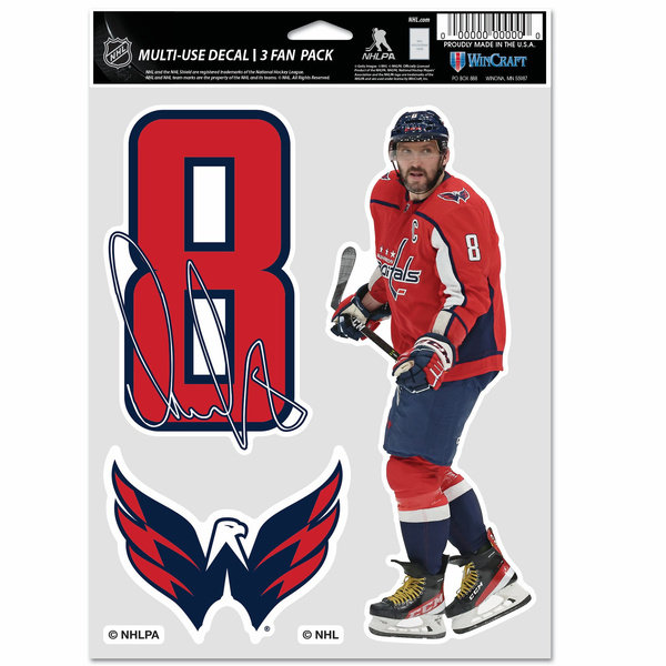 Naklejka WinCraft NHL Multi Use 3 Fan Pack  Alex Ovechkin Washington Capitals