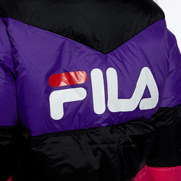 Damska Kurtka zimowa FIla Women Reilly Puff Jacket black-tillandsia-purple-pink yarrow
