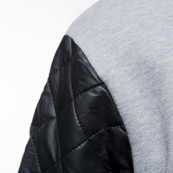 Urban Classics bluza Quilt Leather Imitation Sleeve Crewneck grey black (TB1110)