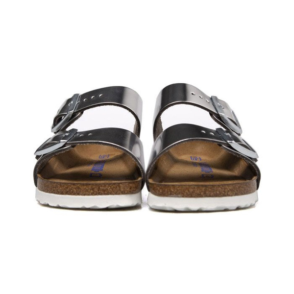 Klapki damskie Birkenstock Arizona BS Narrow Fit srebrne (1005961)