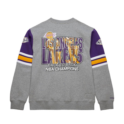 Bluza Mitchell & Ness NBA Allover Crew 4.0 Vintage Logo Los Angeles Lakers grey heather