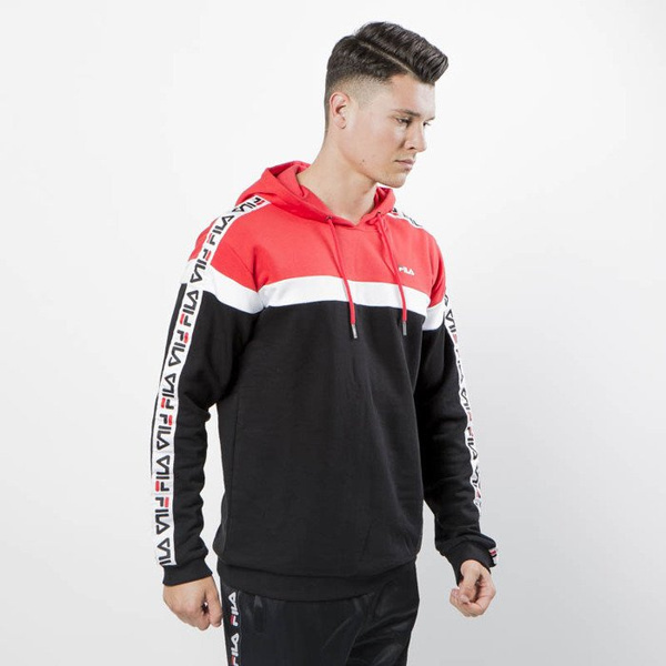 Fila Bluza Men Robben Tape Hoodie true red-bright white-black