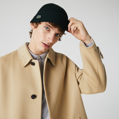 Czapka zimowa Lacoste Men's Ribbed Wool Beanie zielona