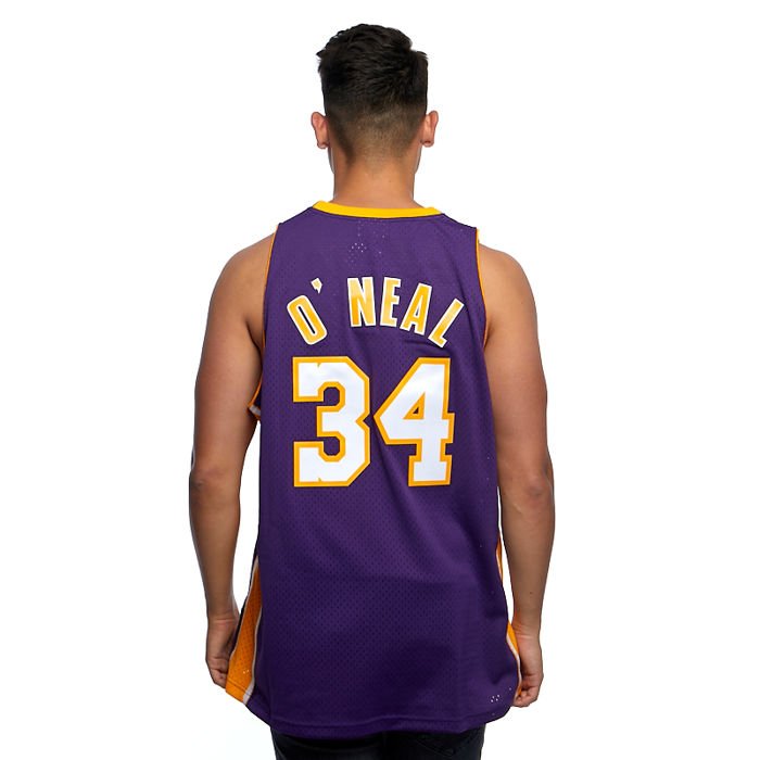 M Marque  Mitchell & NessMitchell & Ness Shaquille Oneal #34 Los Angeles Lakers NBA White Logo Swingman Jersey 